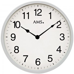 Wanduhr Quarz analog silbern rund schlicht sehr flach