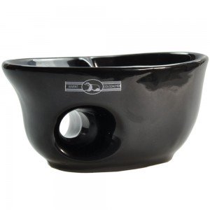 Golddachs Rasiermug schwarz Keramik oval mit Eingriff für gute Handhabung