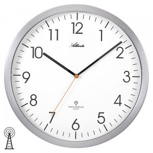 Funkwanduhr analog silbern weiß rund leise ohne Ticken