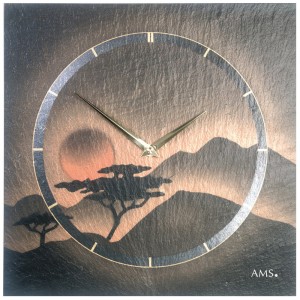 Wanduhr Quarz Schiefer Naturschiefer Schieferuhr terracotta