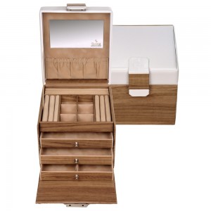 Sacher Schmuckkoffer Schmuckkasten NORDIC STYLE weiß und Holz-Optik abschließbar
