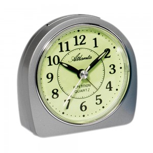 Wecker Quarz analog silbern leise ohne Ticken mit Licht Snooze schwarz