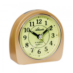 Wecker Quarz analog beige leise ohne Ticken mit Licht Snooze