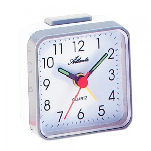 Wecker Quarz analog grau weiß eckig