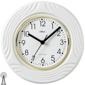 Küchenuhr Wanduhr Küche Funk Funkwanduhr analog Keramik weiß