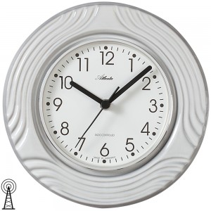 Küchenuhr Wanduhr Küche Funk Funkwanduhr analog Keramik grau weiß