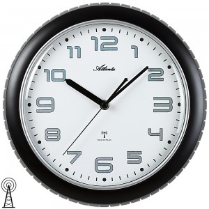 Funkwanduhr analog schwarz grau rund