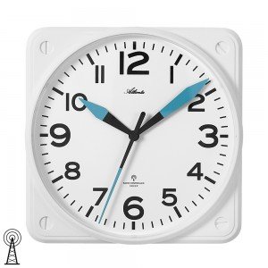 Funkwanduhr analog weiß eckig leise ohne Ticken