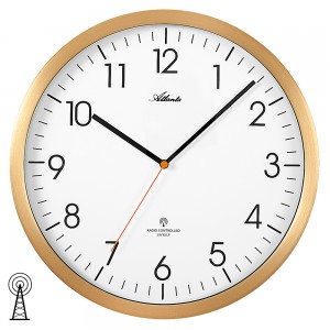 Funkwanduhr analog golden rund leise ohne Ticken