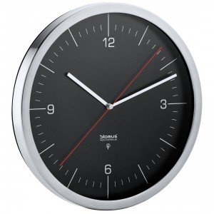 Wanduhr Funk CRONO Edelstahl matt mit Klarglas kombiniert Funkuhr