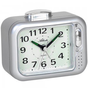 Wecker Quarz analog silbern Glockenton oder Piepton