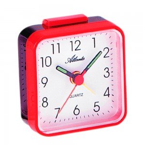 Atlanta Wecker Quarz analog rot eckig quadratisch einfacher Quarzwecker