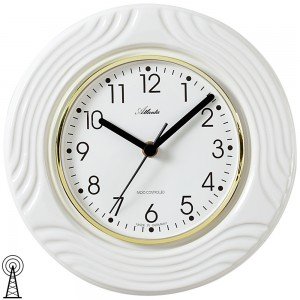 Küchenuhr Wanduhr Küche Funk Funkwanduhr analog Keramik weiß