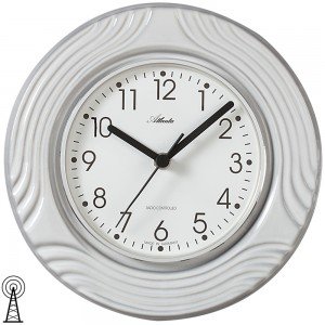 Küchenuhr Wanduhr Küche Funk Funkwanduhr analog Keramik grau weiß