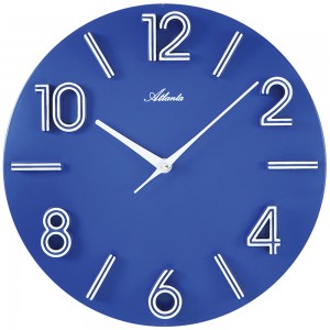Wanduhr Quarz analog blau rund