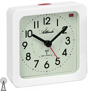 Atlanta Wecker Funk Funkwecker weiß eckig mit Licht Snooze