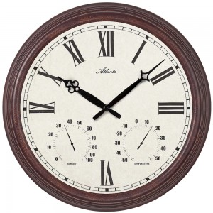 Atlanta Wanduhr Quarz analog rund antik vintage Hygrometer Thermometer