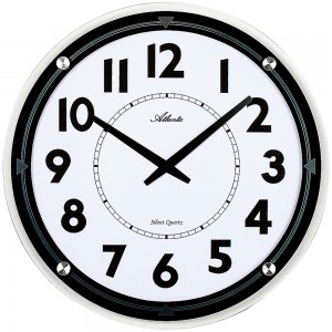 Atlanta Wanduhr Quarz analog rund leise geräuscharm mit Glas