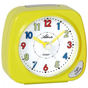 Atlanta Wecker für Kinder Quarz Kinderwecker gelb leise ohne Ticken