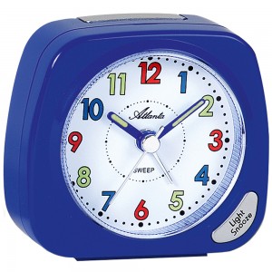 Atlanta Wecker für Kinder Quarz Kinderwecker blau leise ohne Ticken