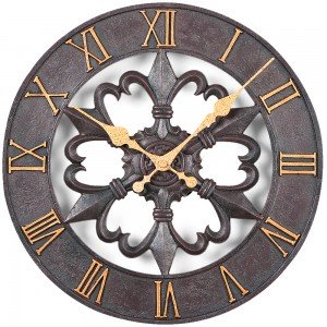 Atlanta Wanduhr Quarz analog rund Eisen-Optik römische Ziffern