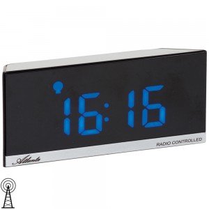 Atlanta Wecker Funk Funkwecker Netzwecker digital schwarz mit Temperatur