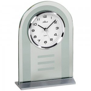 Atlanta Stiluhr Tischuhr Wecker Quarz silbern Glas mit Weckfunktion