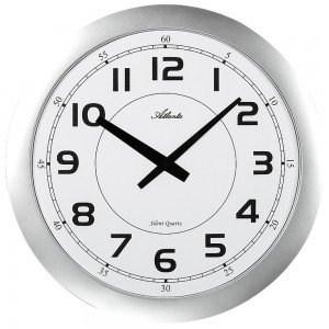 Atlanta Wanduhr Quarz analog silbern flach rund modern