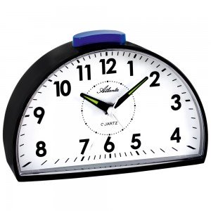 Atlanta Wecker Quarz analog schwarz halbrund mit Glockensignal