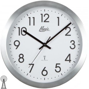 Magic Wanduhr Funk Funkwanduhr analog silbern rund schlicht