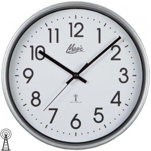 Magic Wanduhr Funk Funkwanduhr analog silbern rund schlicht