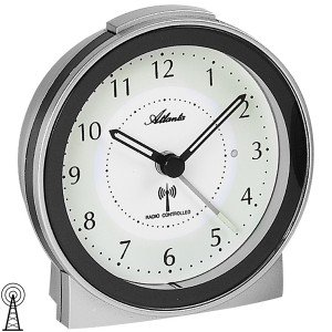 Wecker Funk Funkwecker silbern anthrazit mit Licht Snooze leise