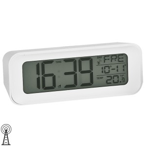 Wecker Funk Funkwecker digital weiß mit Licht Digitalwecker
