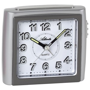 Wecker Quarz analog anthrazit silbern leise ohne Ticken mit Licht