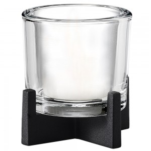 Windlicht NERO Stahl pulverbeschichtet mit Glas kombiniert