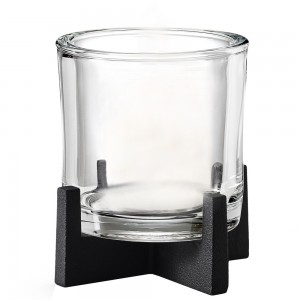 Windlicht NERO Stahl pulverbeschichtet mit Glas kombiniert