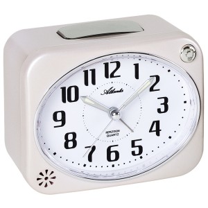 Wecker Quarz analog creme weiß leise ohne Ticken mit Licht