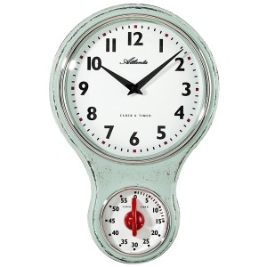 Küchenuhr Wanduhr Küche Quarz analog grün Kurzzeitmesser Timer