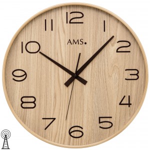 Wanduhr Funk Funkwanduhr analog Hoz naturfarben braun