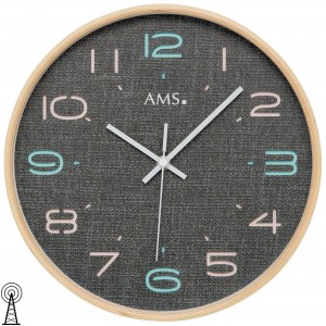 Wanduhr Funk Funkwanduhr analog Holzrahmen natur anthrazit