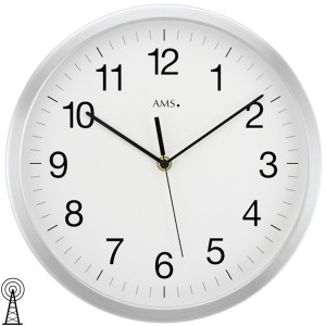 Wanduhr Funk Funkwanduhr analog silbern rund