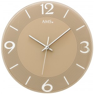 Wanduhr Quarz analog braun rund mit Glas leise ohne Ticken