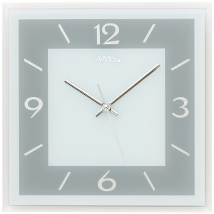 Wanduhr Quarz analog grau eckig quadratisch mit Glas leise ohne Ticken
