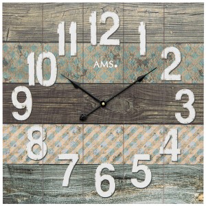 Wanduhr Quarz analog Holz viereckig quadratisch