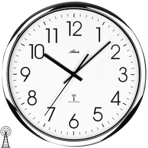 Wanduhr Funk Funkwanduhr analog silbern rund