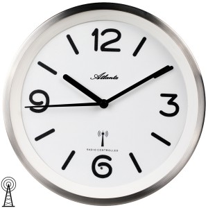 Wanduhr Funk Funkuhr Funkwanduhr analog silbern