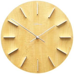 Wanduhr Quarz analog Holzzifferblatt erle farben rund