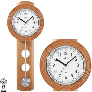 Wanduhr Funk Funkwanduhr mit Pendel Buche
