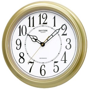 Wanduhr Quarz analog golden rund mit Melodie