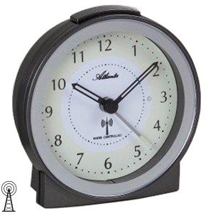 Wecker Funk Funkwecker anthrazit silbern mit Licht Snooze leise